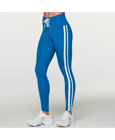 Retro Zumba Laced Up High Waisted Ankle Leggings
