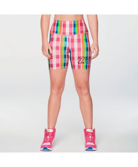 Zumba Plaid Pop High Waisted Biker Shorts (Pedido Especial)