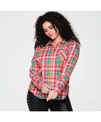 Zumba Plaid Pop Button Down...